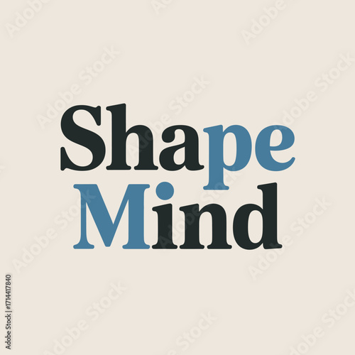 Creative serif font typographic design "shape mind" for branding and design projects showing cognitive processes and ideas vector