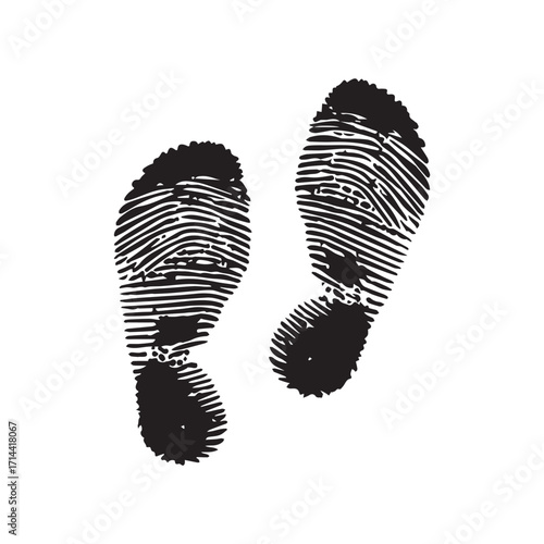 Black and White of Two Footprints on White Background