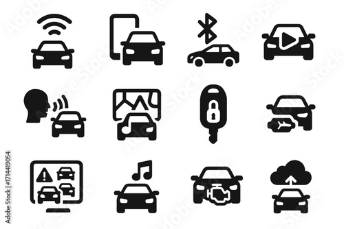 Icons remote control connectivity bluetooth cloud key music icon car app connected