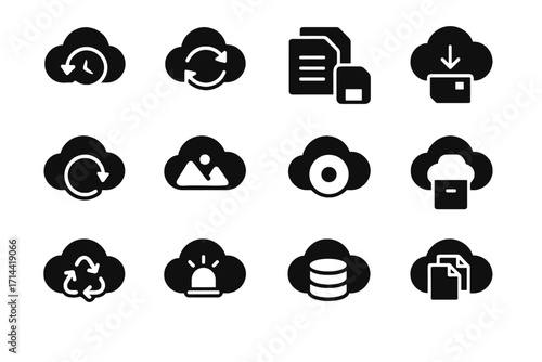 Duplicate copy restore file cloud backup icon snapshot recycle history vector