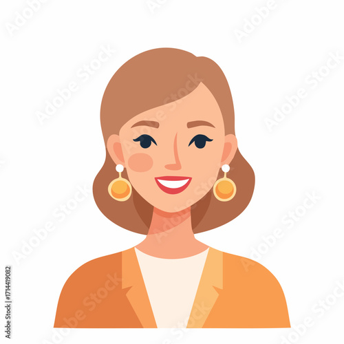 Vector illustration of a smiling professional woman with short hair. Modern flat style female character avatar for a business profile or social media icon