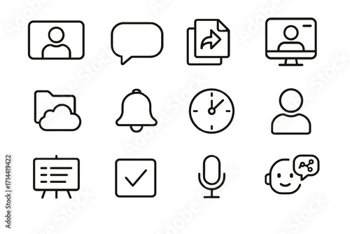Icon icons meeting vector chat voice video whiteboard virtual cloud collaboration ai