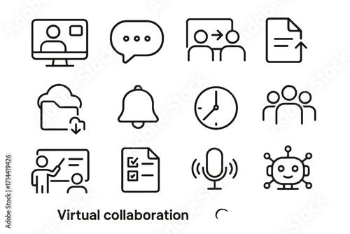Icon virtual bubble file vector voice video task chat icons ai collaboration