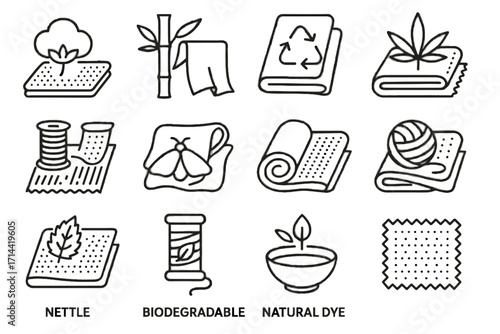 Sample thread eco vector fiber dye icon icons wool fabric cloth organic
