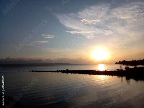 sunset over the river