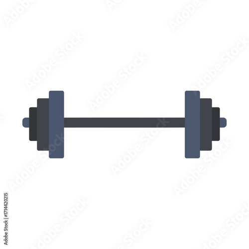 A flat vector icon of a heavy barbell with multiple weight plates on a white background.