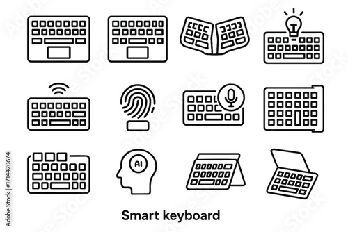 Cover module keys vector ergonomic smart button icons backlight keyboard command icon