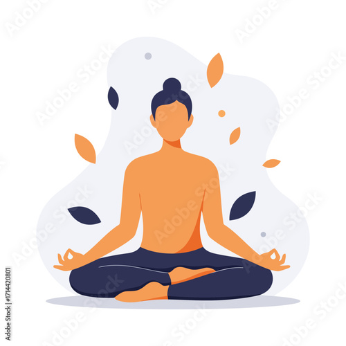 Illustration of a person meditating in the lotus position, promoting mindfulness and relaxation.