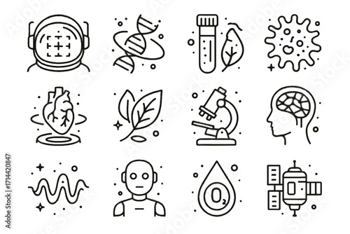 Helmet neural organ sample scan spacecraft space icon bio vector hologram scans