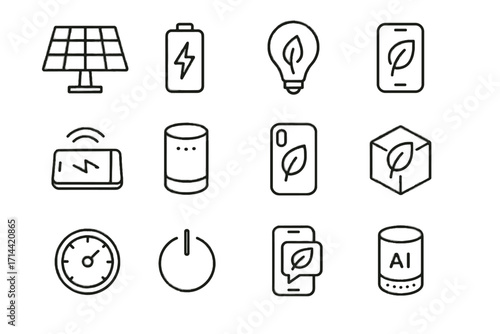 App tech vector mode eco wireless green notification battery icon sustainable biodegradable
