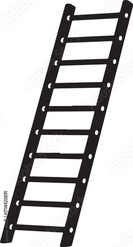 black silhouette of ladder extension on white background, vector