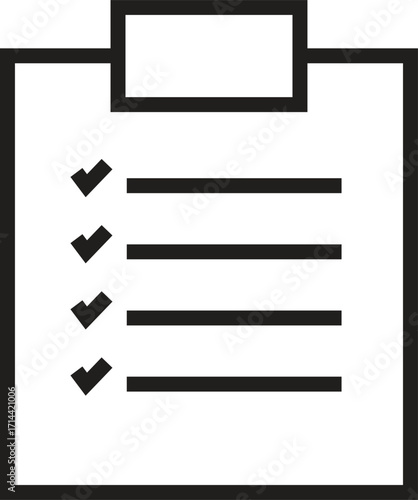 A clear and simple illustration of a checklist with four completed items, presented on a clipboard, symbolizing task completion and organization for effective management