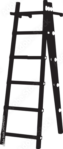 black silhouette of ladder extension on white background, vector
