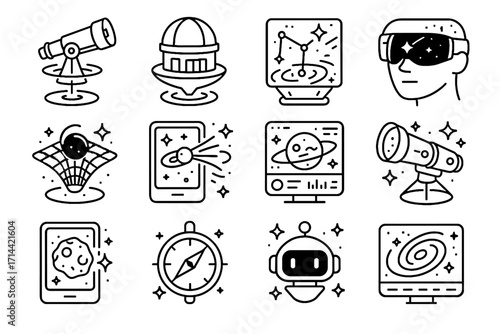 Galactic icon icons viewer navigation futuristic grid vector astronomy scanner asteroid atlas