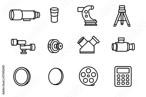 Tripod aperture filter icons icon optical vector tube telescope scope adjustment wheel