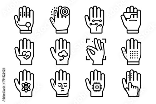 Interactive tech icon vr vector gesture glove interaction biofeedback gloves sensing wearable
