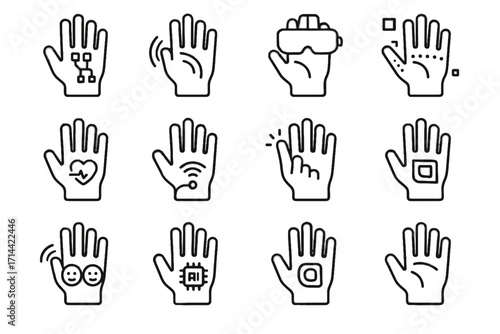 Emotion gloves wearable vector smart glove gesture tech connected vr icon haptic