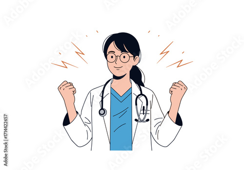 Doctor Woman Showing Strength and Determination.