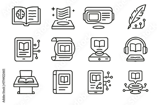 Manuscript storytelling immersive vector icon digital icons interactive projector device ai storybook