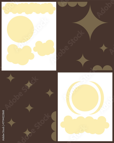 Retro dark brown cozy poster art