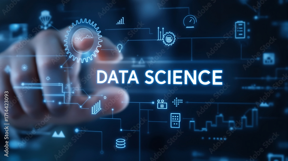 Fototapeta premium Data science technology and machine learning concept for business analytics and big data insights