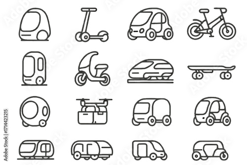 Drone unicycle vector icon futuristic icons ai transport rail scooter sphere micro