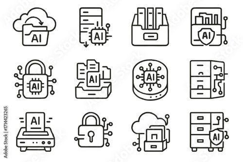 Icon cabinet vector archive icons data vault virtual smart ai module