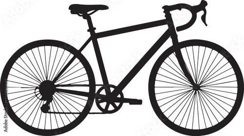  black silhouette of mountain bike on white background, vector