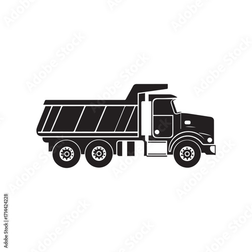 Black and White of a Dump Truck Side View