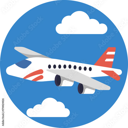 A commercial aircraft in flight, symbolizing air travel.