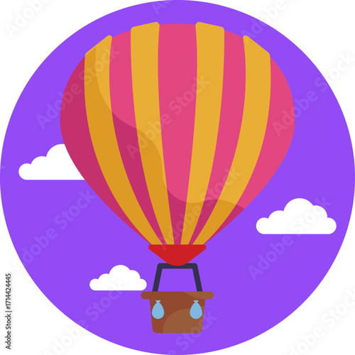 A colorful balloon lifted by heated air, used for recreational flight.