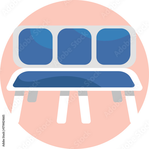 A row of connected seats typically found in airport waiting areas.
