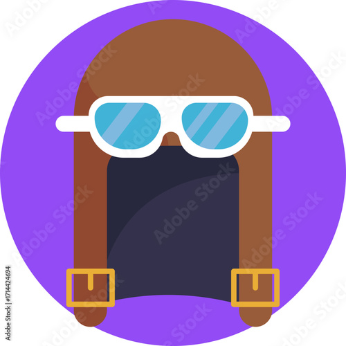 Classic leather pilot helmet with ear flaps and chin strap.