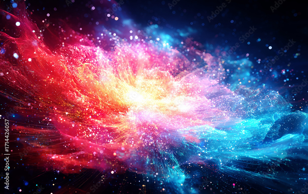Fototapeta premium Vibrant Cosmic Explosion with Bright Colorful Nebula Patterns