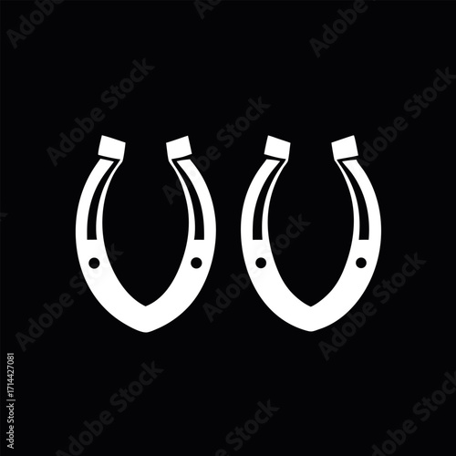 Minimalist graphic featuring two horses