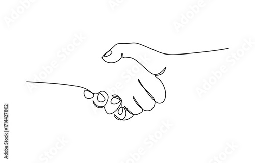 Minimalist handshake line art symbolizing partnerships and agreement achievement. EPS 10