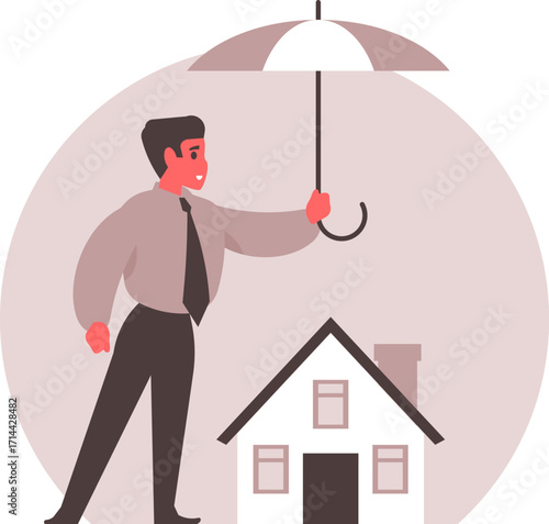Home Insurance Concept – Property Safety and Protection Vector Illustration