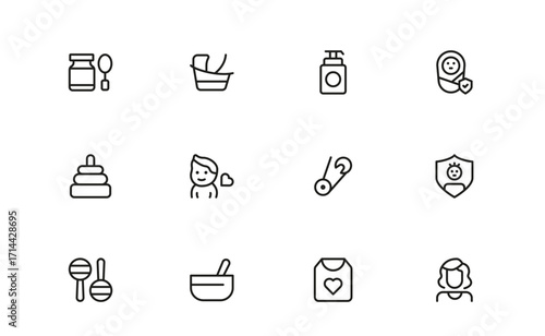 Child Care Modern Line Icon Set with Professional Minimal Design, Unique Vector Icons, Clean and Simple Style Perfect for Premium Use, Creative and Versatile Collection