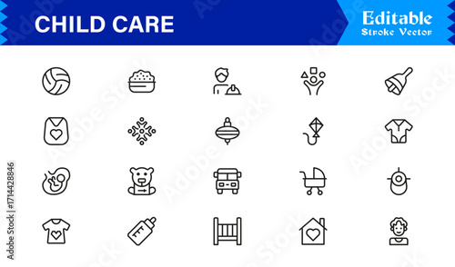 Child Care Modern Line Icon Set with Professional Minimal Design, Unique Vector Icons, Clean and Simple Style Perfect for Premium Use, Creative and Versatile Collection
