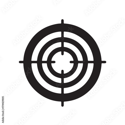 Black Target Icon with Concentric Circles and Crosshairs