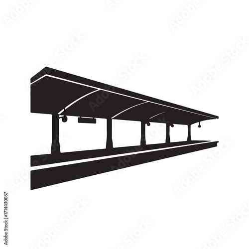 Minimalist Train Station Platform Silhouette
