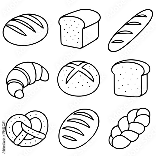set of different types of bread, vector SVG, transparent PNG