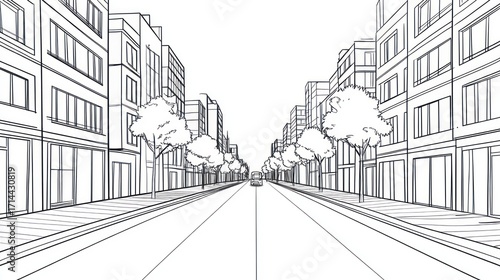Urban street architectural drawing