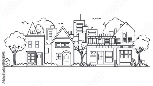 Line drawing cityscape