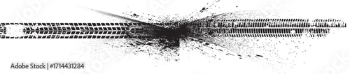 Vector Print Textured Tire Track . Design Element . Car tread silhouette . Mud splash grunge texture
