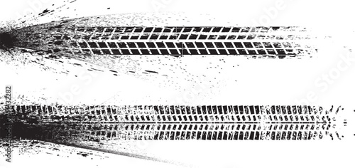 Vector Print Textured Tire Track . Design Element . Car tread silhouette . Mud splash grunge texture

