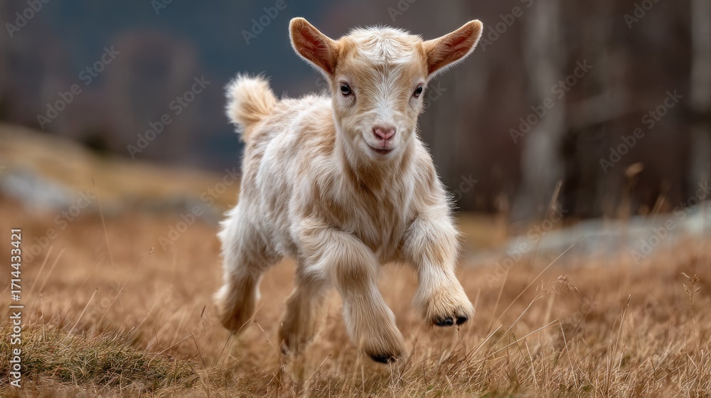 Obraz premium Baby goat running outdoors