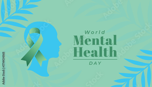 world mental health day awareness poster with human brain