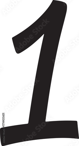 Bold White Number 1 Icon Vector on Black Background