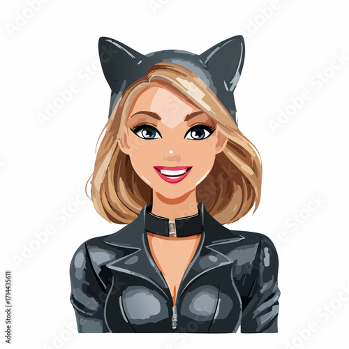 Frau im Katzenkostüm